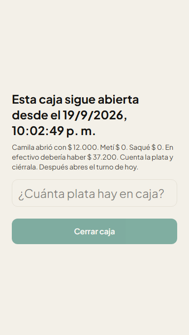 Captura de Sublime POS: hay que cerrar el turno de ayer antes de vender hoy